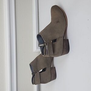 Caslon Olive Perforated Ankle Booties